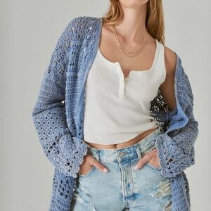 Lucky Brand Women's Open Crochet Cardigan size S